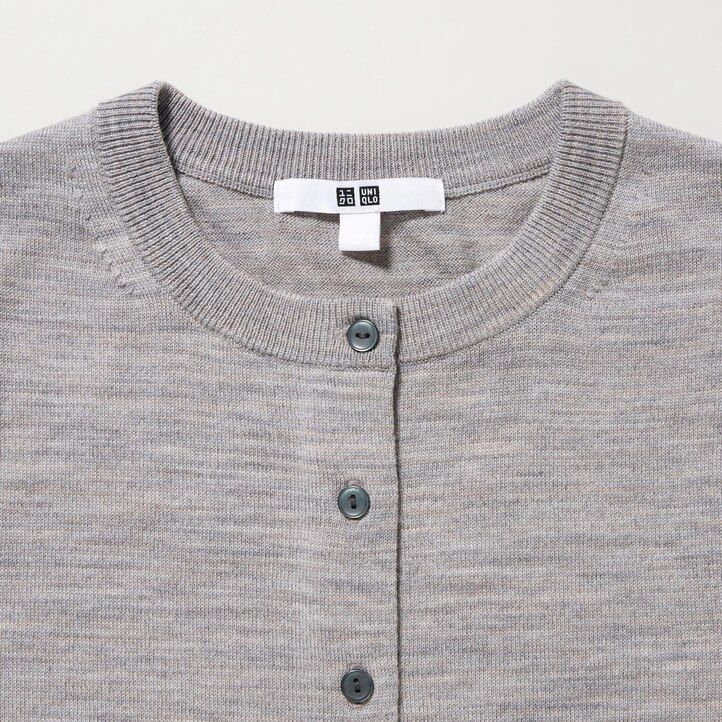dámský svetr uniqlo 100pct extra fine merino s kulatým výstřihem červený