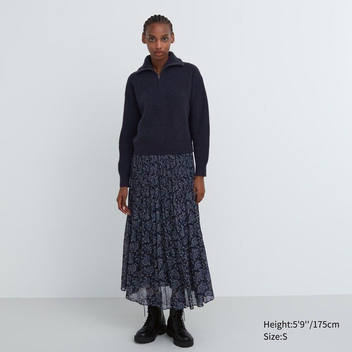dámské béžové svetry uniqlo premium lambswool s polovičními zipy
