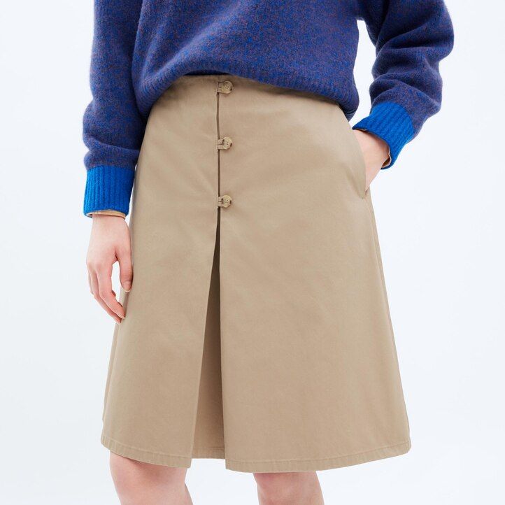 dámské midi bavlněné sukně uniqlo béžové barvy