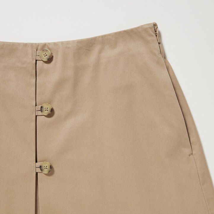 dámské midi bavlněné sukně uniqlo béžové barvy