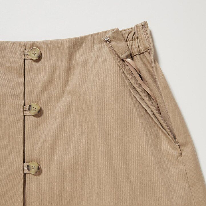 dámské midi bavlněné sukně uniqlo béžové barvy