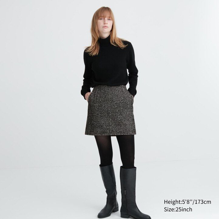 Šedé tvídové mini sukně uniqlo pro ženy