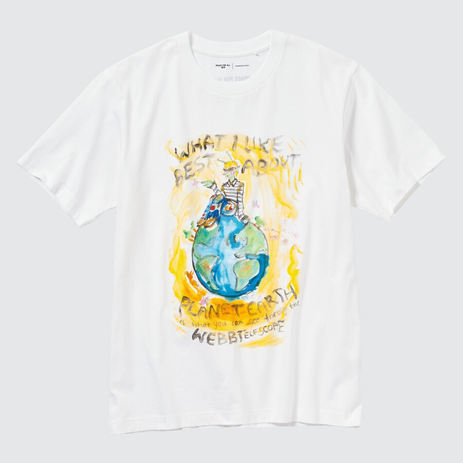 dámská bílá trička uniqlo peace for all s grafikou francesco risso