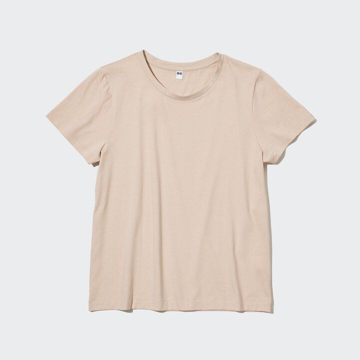 dámská trička uniqlo 100pc supima cotton s kulatým výstřihem a rukávy zelená