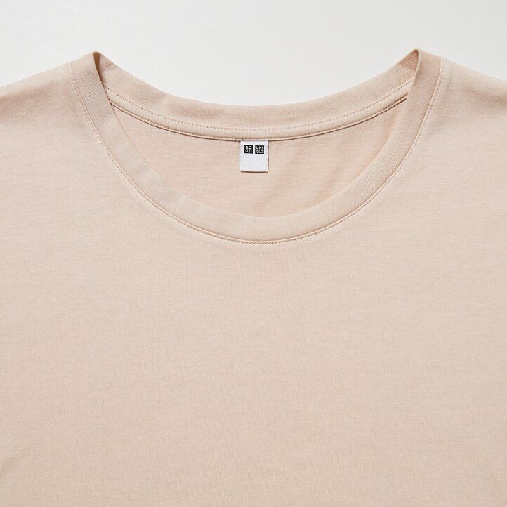 dámská trička uniqlo 100pc supima cotton s kulatým výstřihem a rukávy zelená