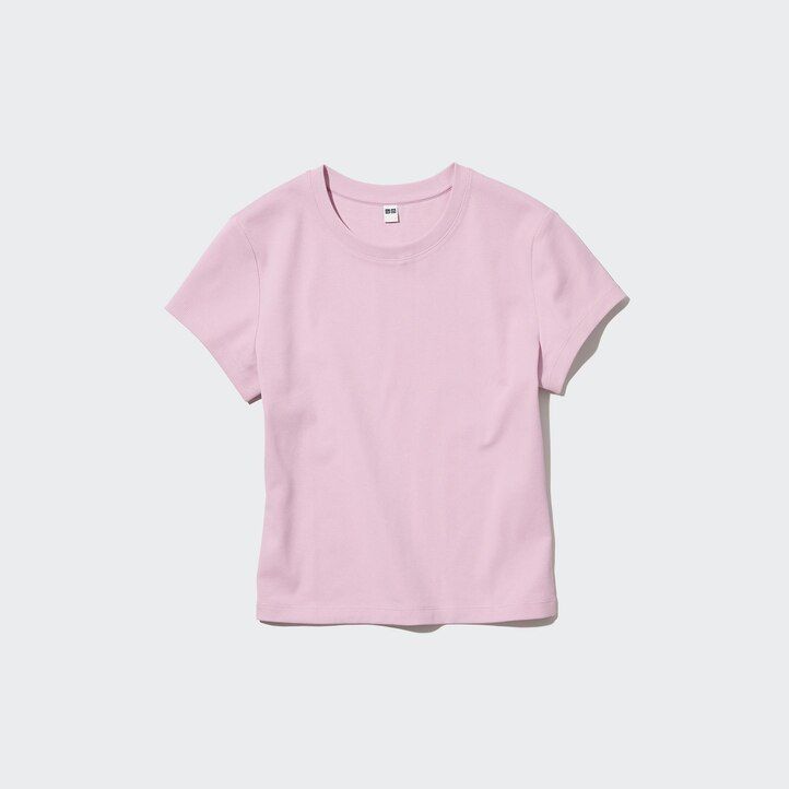růžová dámská trička uniqlo s krátkým rukávem