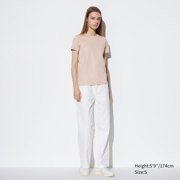 hnědá dámská trička uniqlo uniqlo s kulatým výstřihem do u a rukávy