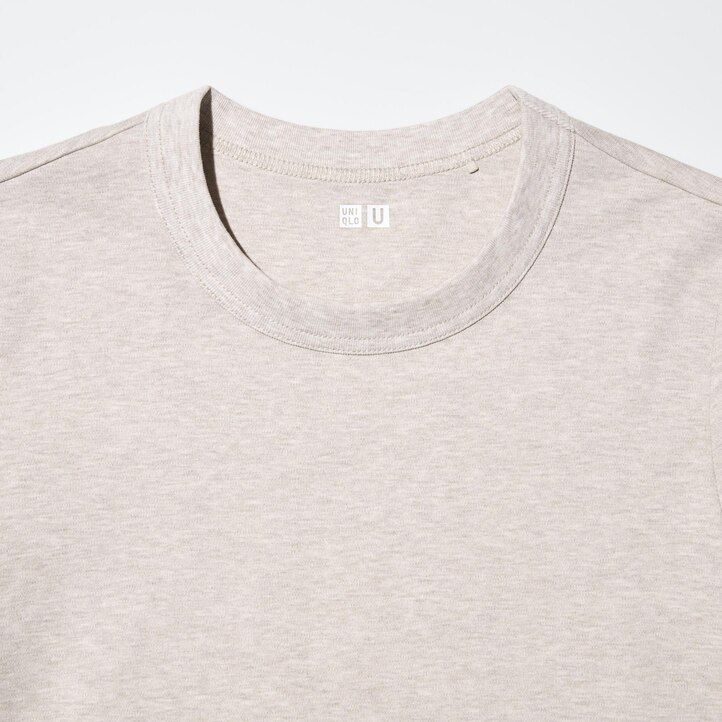 hnědá dámská trička uniqlo uniqlo s kulatým výstřihem do u a rukávy
