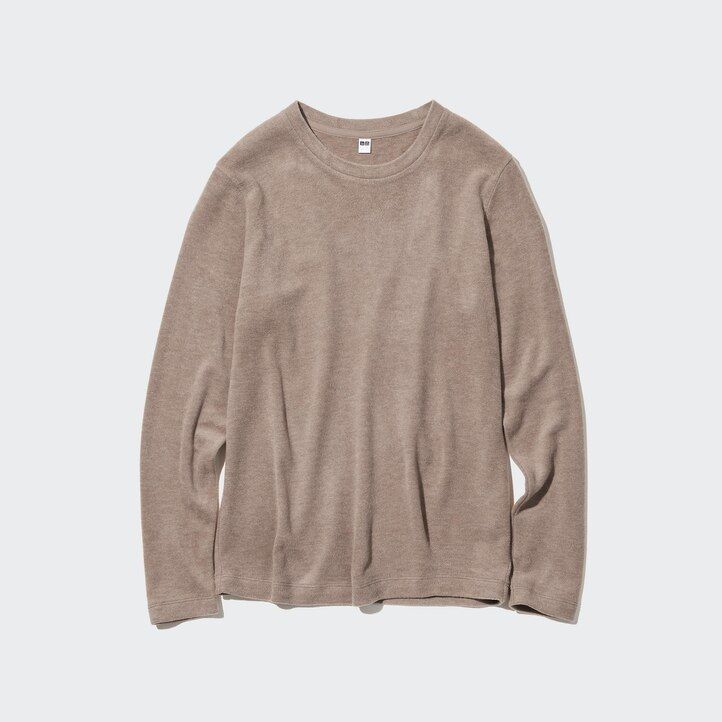 zelené dámské termo tričko uniqlo heattech fleece s kulatým výstřihem a rukávy