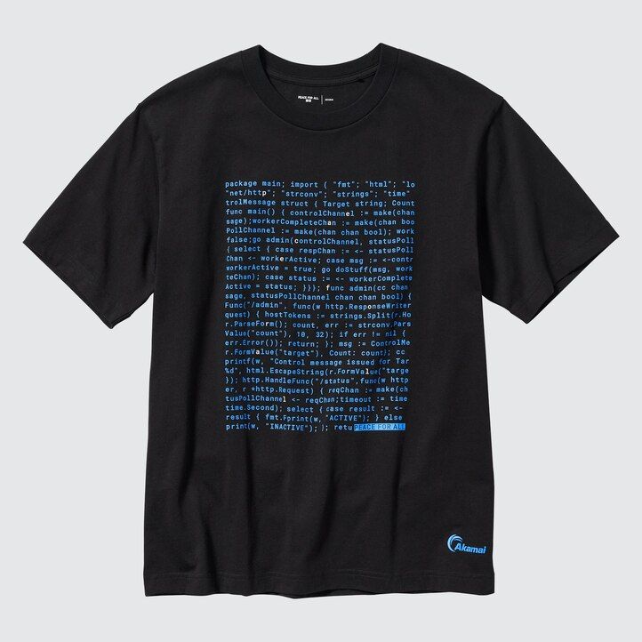 dámská černá trička uniqlo peace for all s grafikou akamai technologies