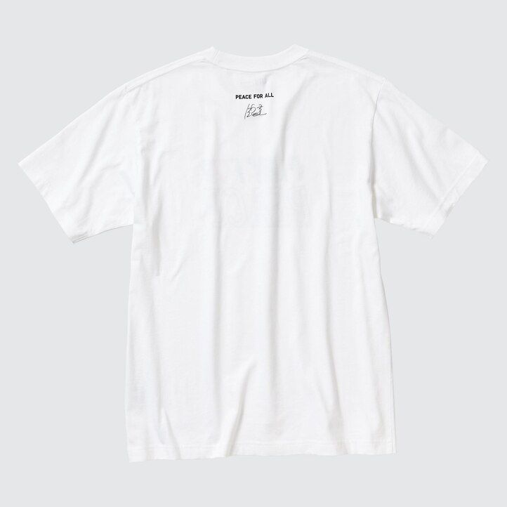 dámská bílá trička uniqlo peace for all s grafikou kei nishikori