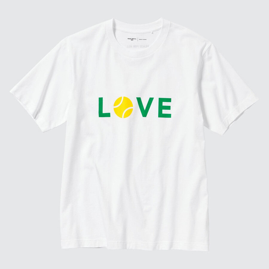dámská trička uniqlo peace for all s grafikou roger federer bílá