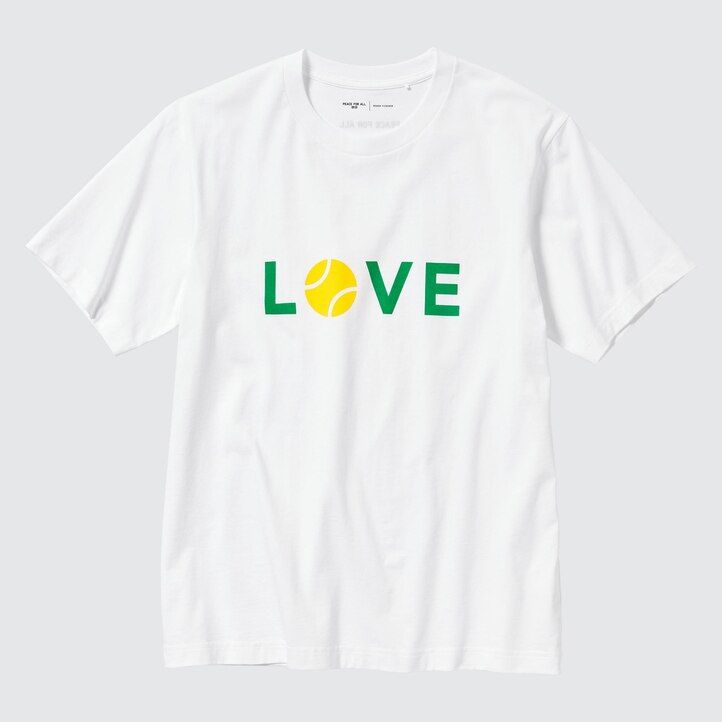 dámská trička uniqlo peace for all s grafikou roger federer bílá