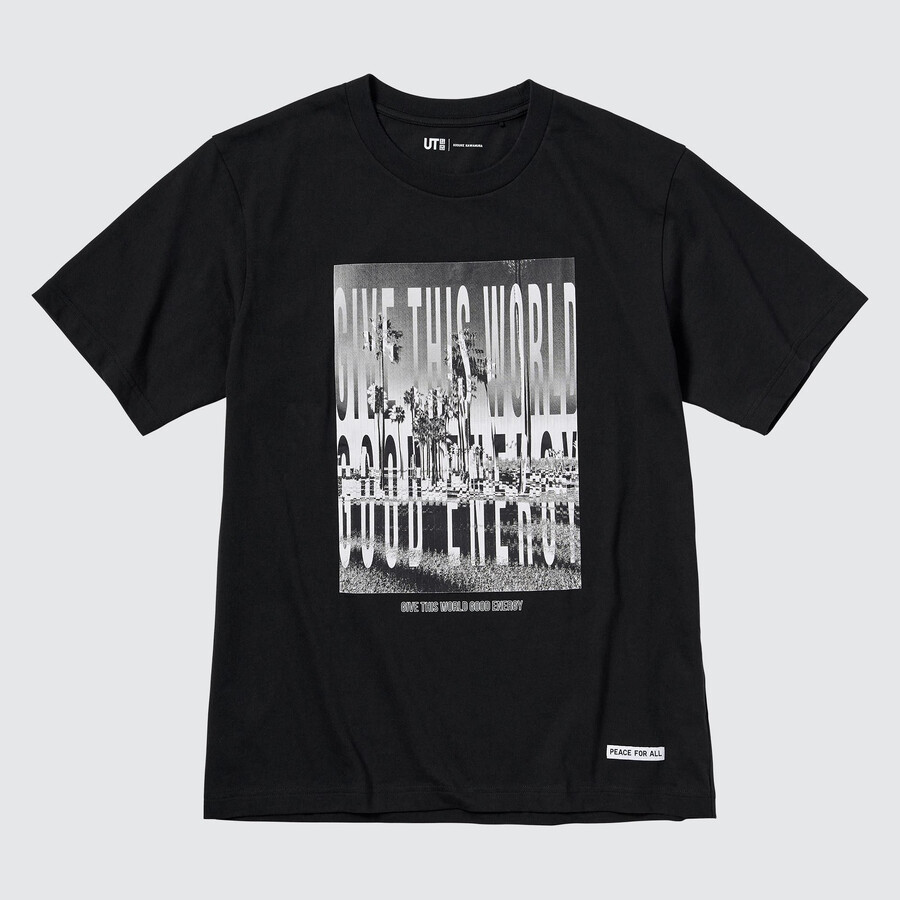 dámská černá trička uniqlo peace for all s grafikou kosuke kawamura