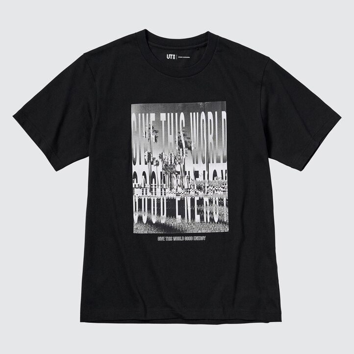 dámská černá trička uniqlo peace for all s grafikou kosuke kawamura