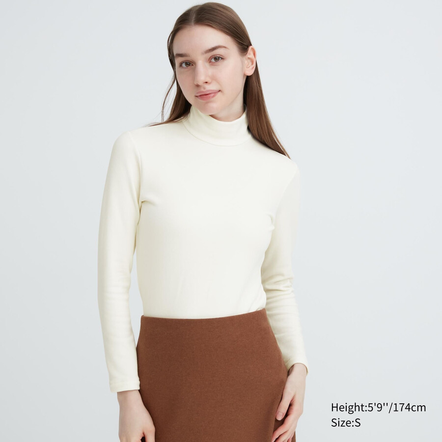 dámské bílé termo tričko uniqlo heattech ultra warm s vysokým výstřihem a rukávy