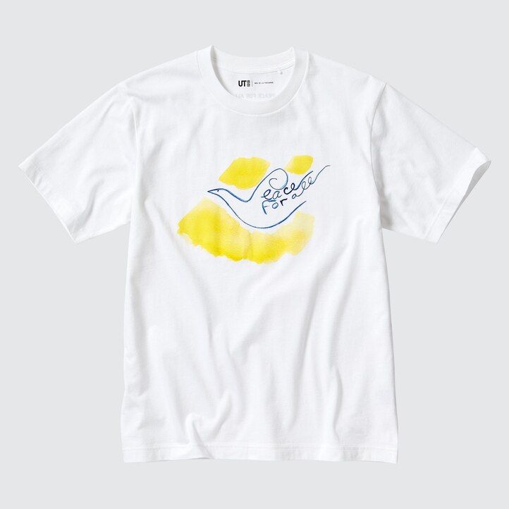 dámská bílá trička uniqlo peace for all s grafikou ines de la fressange