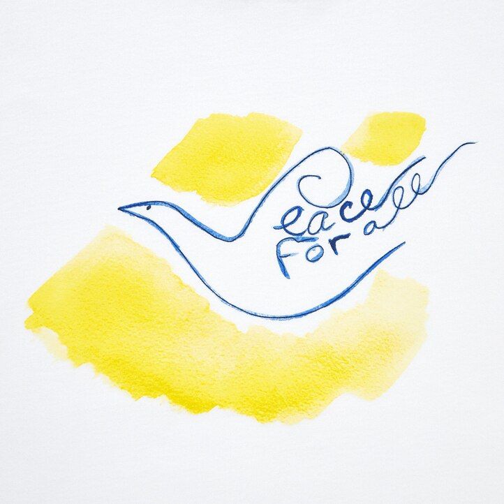 dámská bílá trička uniqlo peace for all s grafikou ines de la fressange