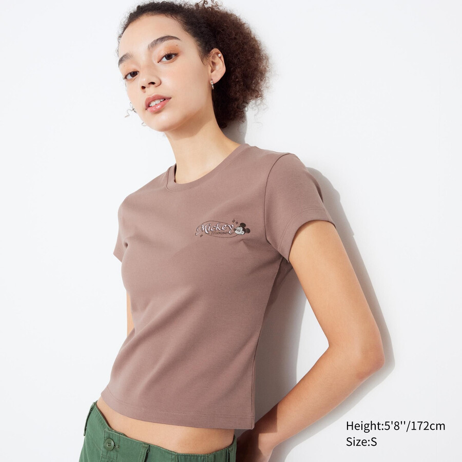 dámská trička uniqlo disney collection mini ut graphic hnědá