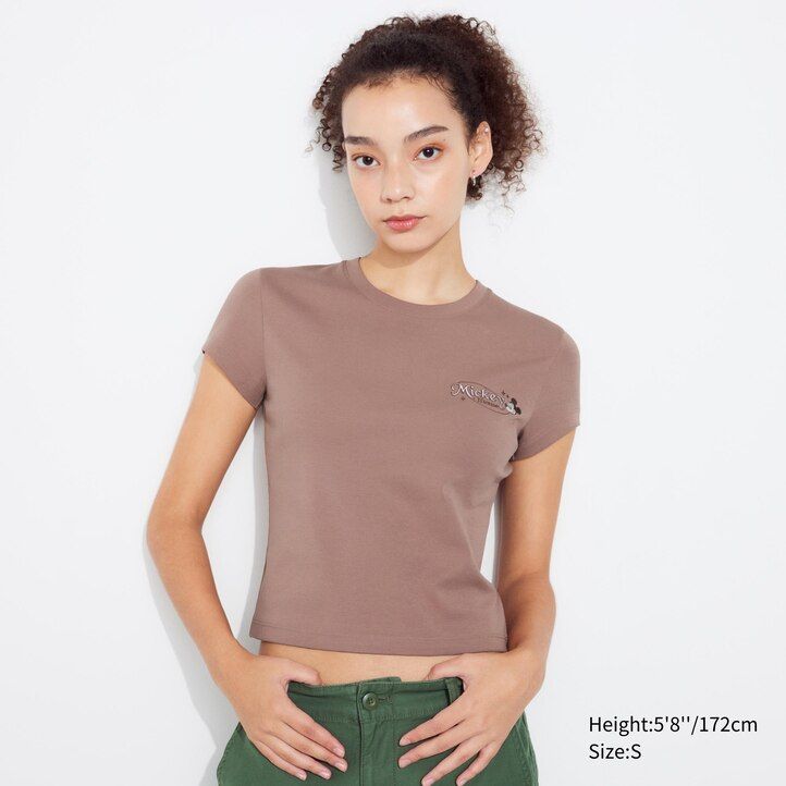 dámská trička uniqlo disney collection mini ut graphic hnědá