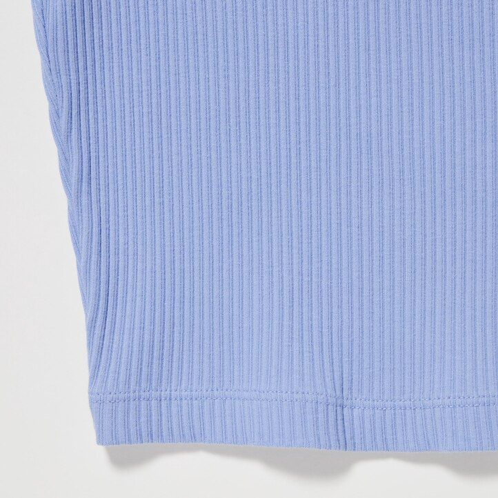růžové žebrované zkrácené dámské tričko uniqlo s kulatým výstřihem