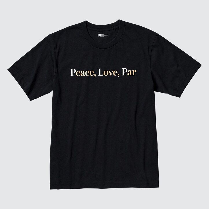 dámská černá trička uniqlo peace for all s grafikou adam scott