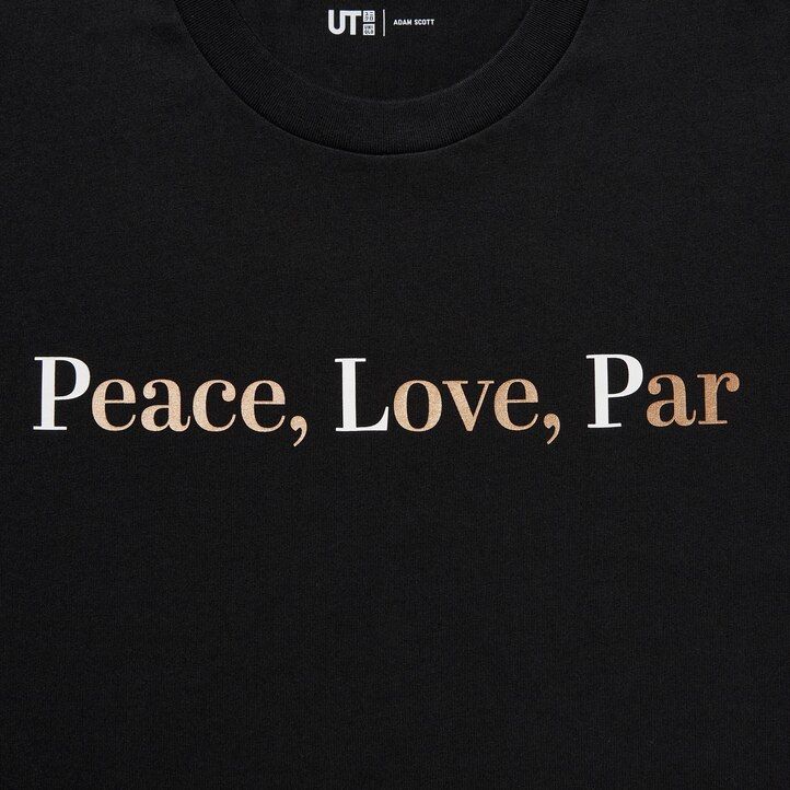 dámská černá trička uniqlo peace for all s grafikou adam scott