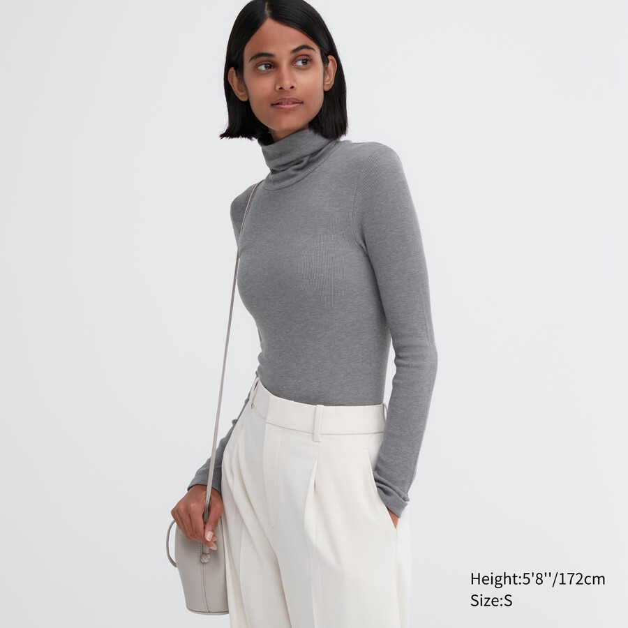 dámská termo trička uniqlo heattech extra warm s bezešvými rukávy a žebrovanými rukávy šedá