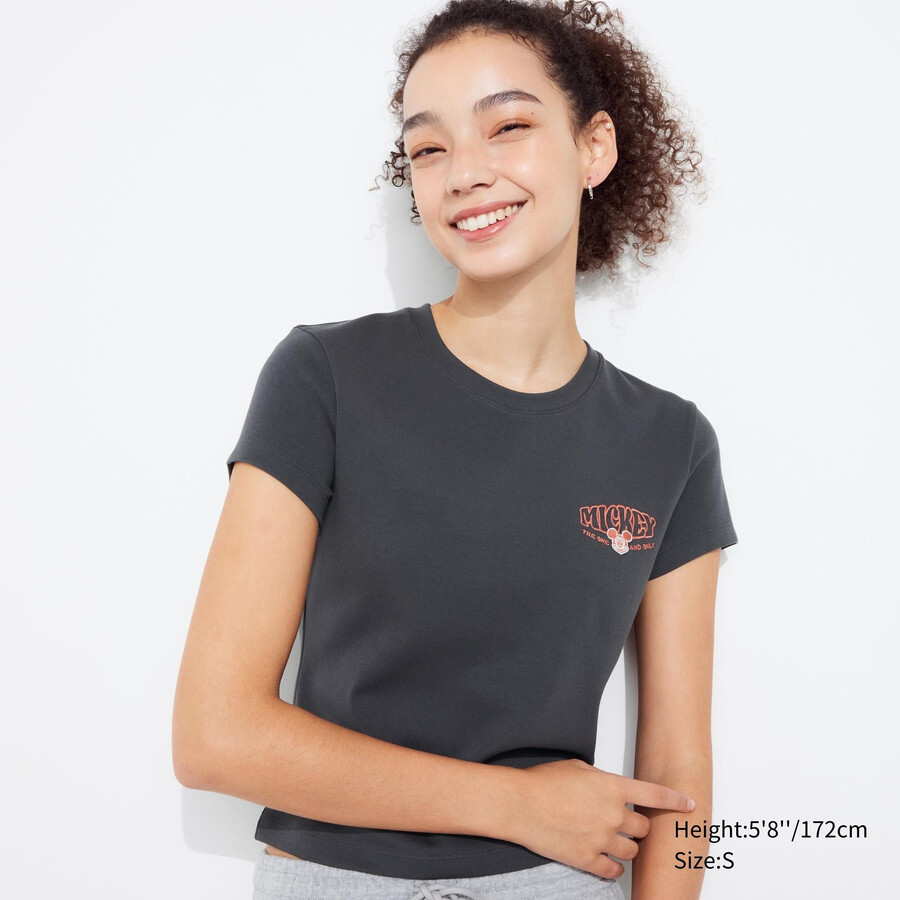 dámská trička uniqlo disney collection mini ut graphic tmavě šedá