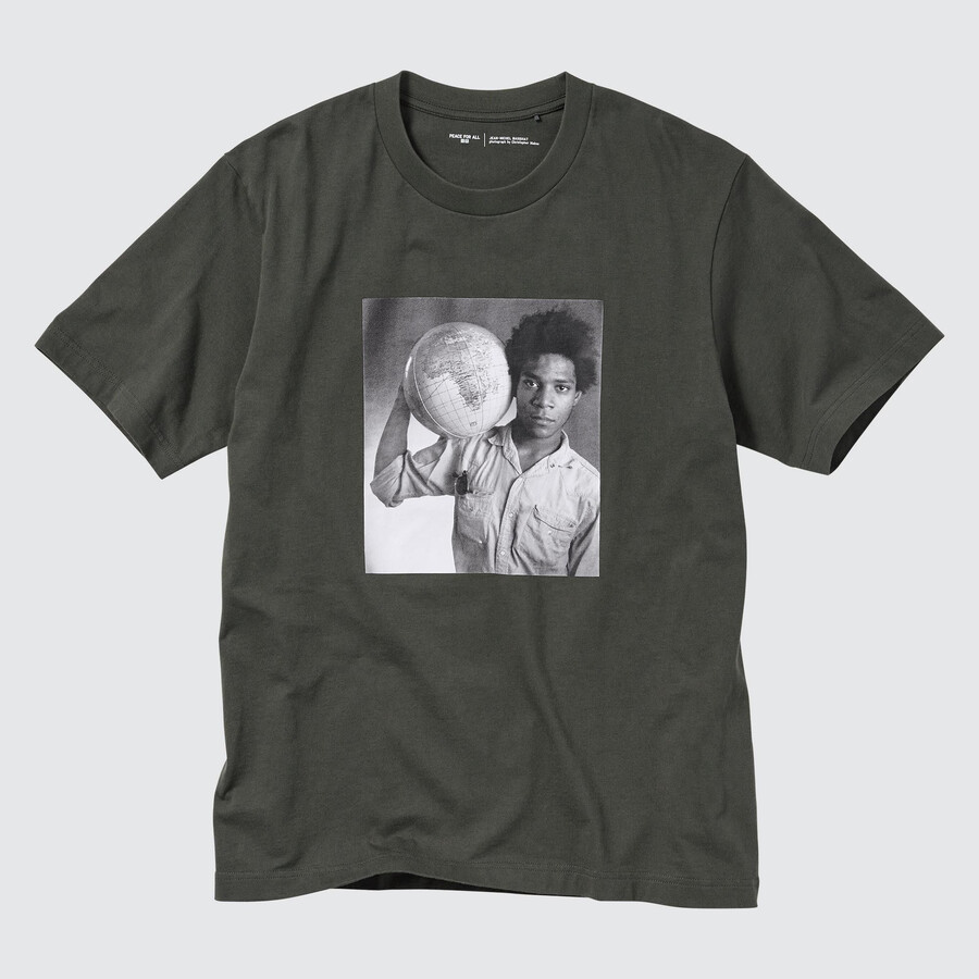 dámská trička uniqlo peace for all graphic jean michel basquiat a christopher makos v tmavě šedé barvě