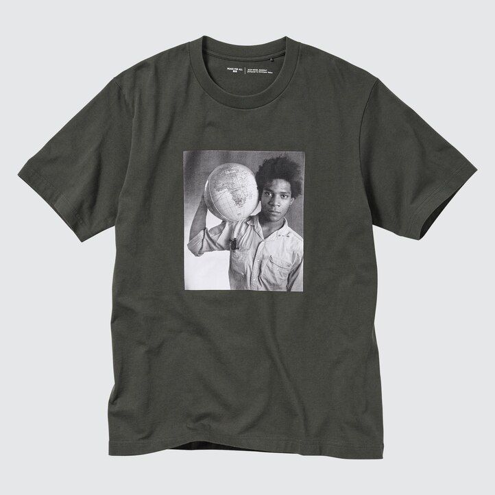 dámská trička uniqlo peace for all graphic jean michel basquiat a christopher makos v tmavě šedé barvě