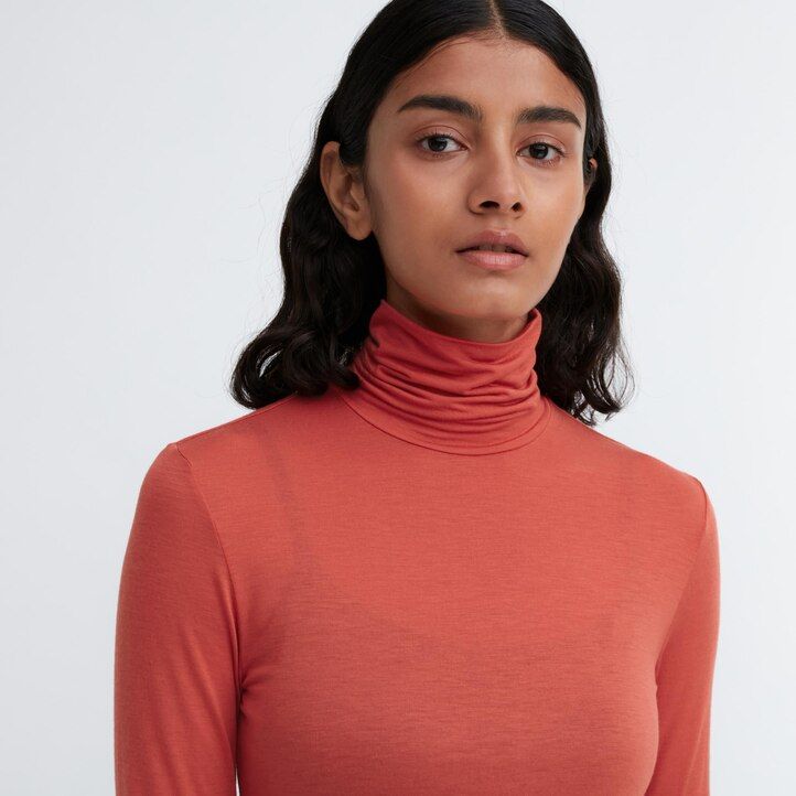 oranžová dámská termo trička uniqlo heattech ultra light s rukávy