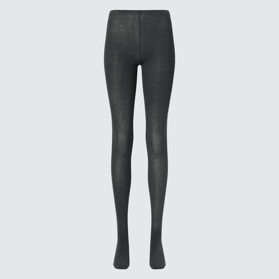 dámské pletené termo legíny uniqlo heattech tmavě šedé