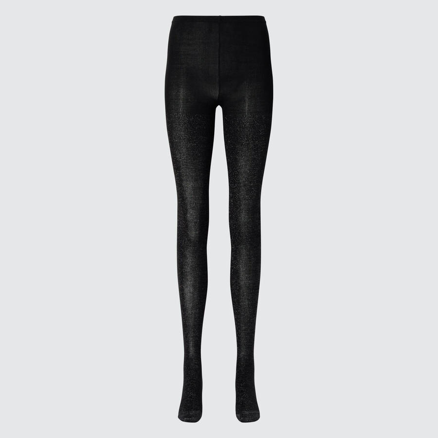 Černé dámské pletené termo legíny uniqlo heattech glitter