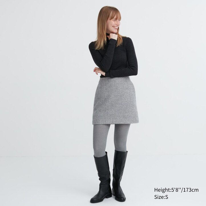 dámské žebrované pletené termo legíny uniqlo heattech šedé barvy