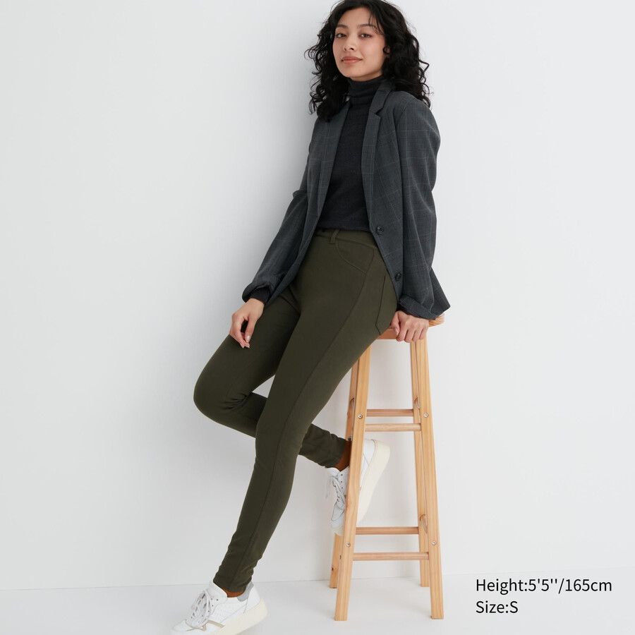 dámské termo tričko uniqlo heattech ultra stretch high rise v olivové barvě