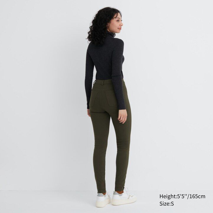 dámské termo tričko uniqlo heattech ultra stretch high rise v olivové barvě