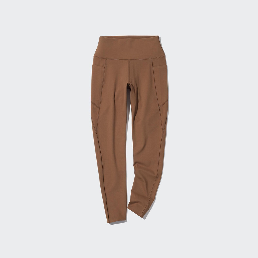 hnědé dámské měkké tričko uniqlo airism s uv ochranou a kapsami