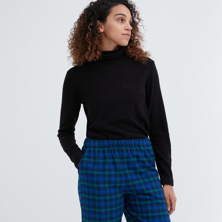 dámské flanelové topy uniqlo modré