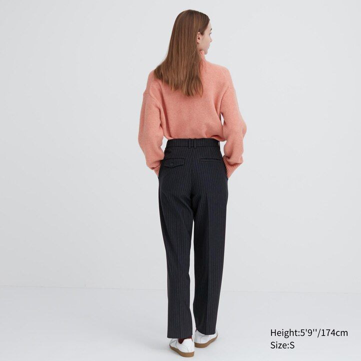 dámské pruhované skládané topy uniqlo heattech v tmavě modré barvě