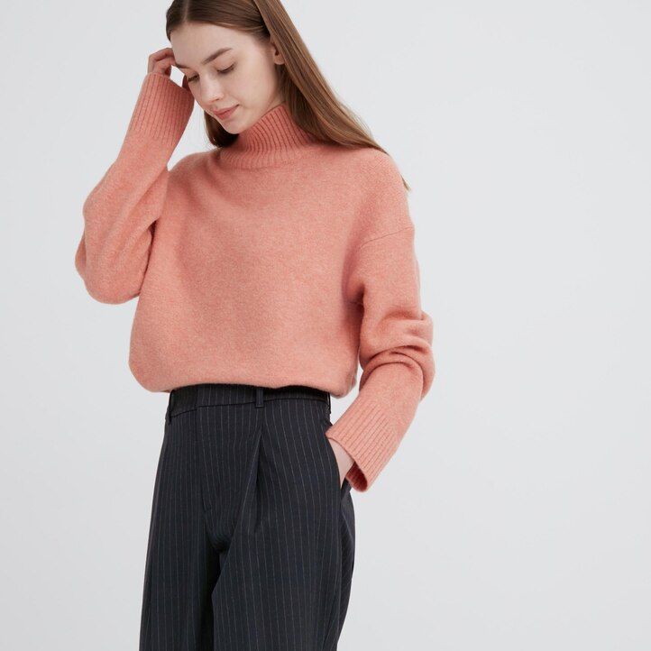 dámské pruhované skládané topy uniqlo heattech v tmavě modré barvě