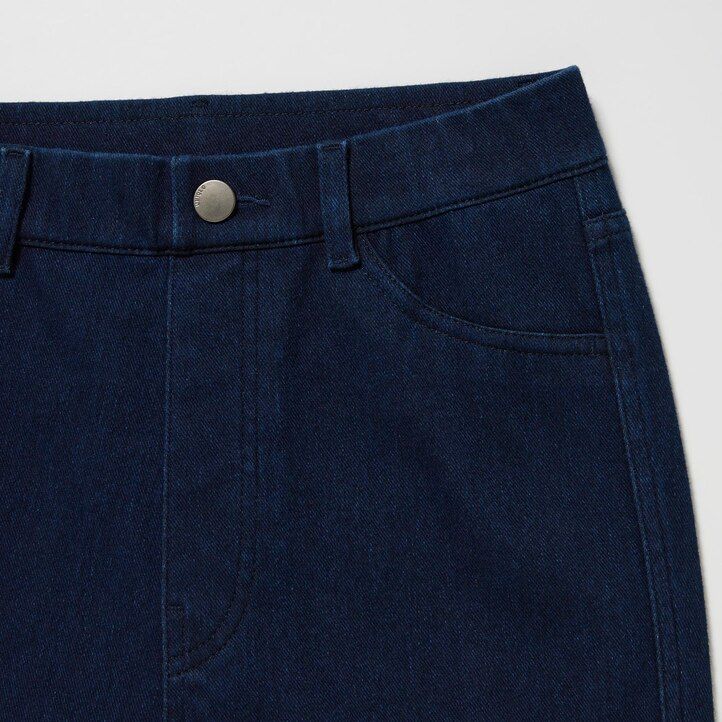 dámské zkrácené topy uniqlo ultra stretch s vysokým pasem modré
