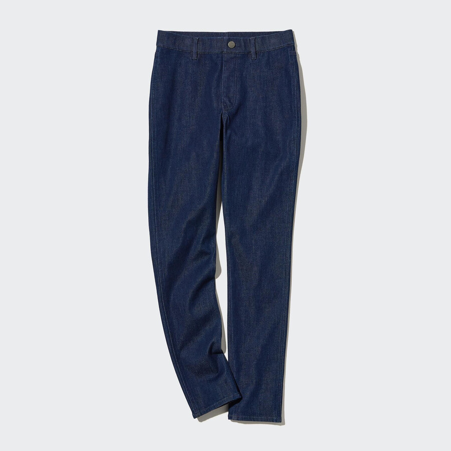 dámské džínové topy uniqlo ultra stretch v tmavě modré barvě