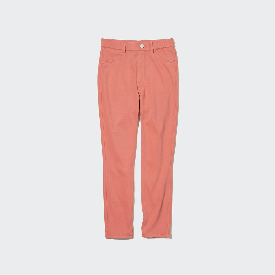 růžové dámské ultra strečové zkrácené topy uniqlo s vysokým pasem