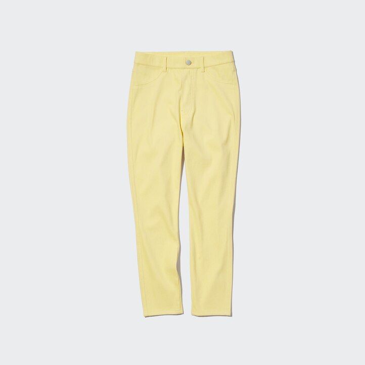 růžové dámské ultra strečové zkrácené topy uniqlo s vysokým pasem